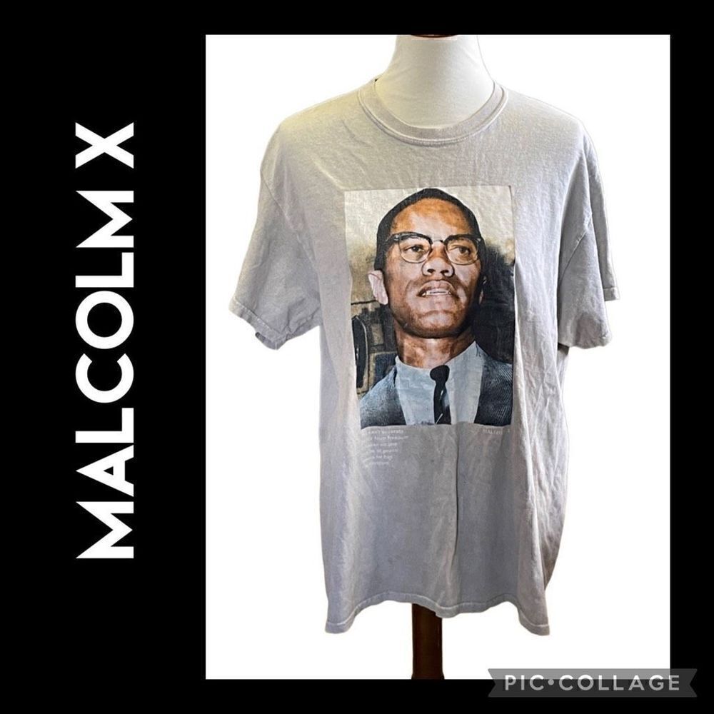 Malcolm X T-Shirt Light Gray Size Medium/Large